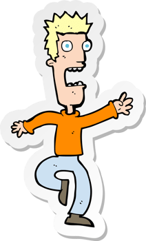 sticker of a cartoon shrieking man png