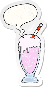 cartoon milkshake with speech bubble distressed distressed old sticker png