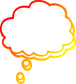 warm gradient line drawing of a cartoon mind bubble png