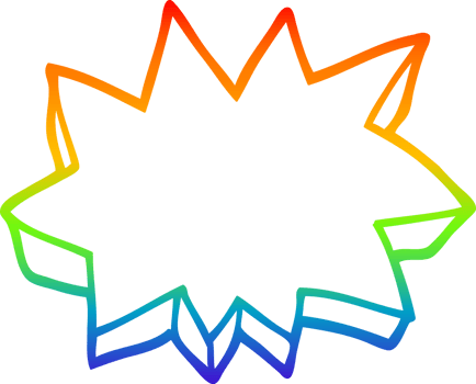 rainbow gradient line drawing of a cartoon decorative explosion png