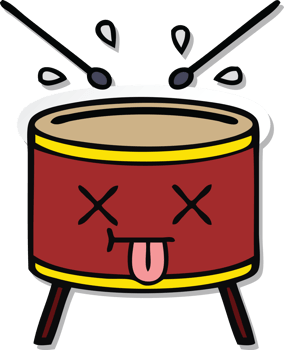 sticker of a cute cartoon drum png
