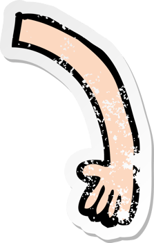 retro distressed sticker of a cartoon arm png