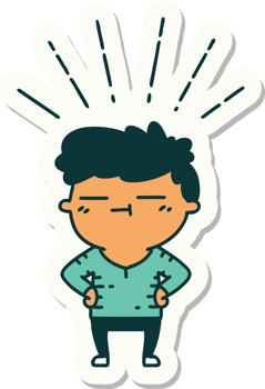 sticker of a tattoo style happy man png
