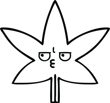 line drawing cartoon of a marijuana leaf png