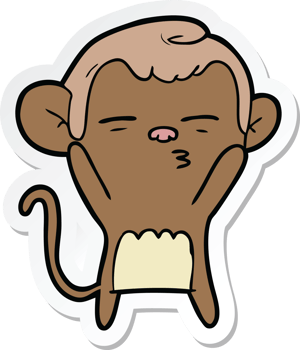 sticker of a cartoon suspicious monkey png