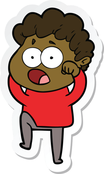 sticker of a cartoon man gasping in surprise png