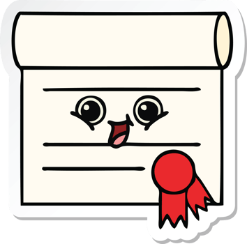 sticker of a cute cartoon certificate png