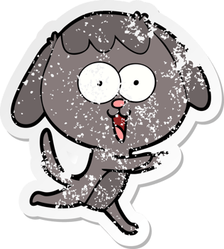 distressed sticker of a cute cartoon dog png