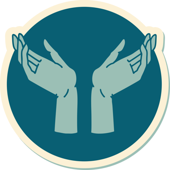 sticker of tattoo in traditional style of open hands png