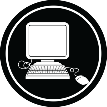 computer with mouse and screen circular symbol png