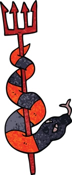cartoon doodle serpent on devils fork png