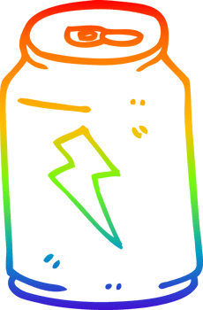 rainbow gradient line drawing of a cartoon energy drink png