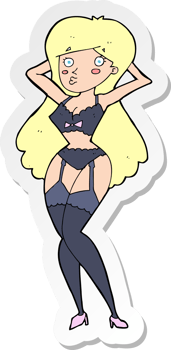 sticker of a cartoon woman in lingerie png