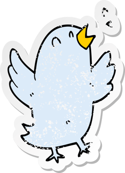 distressed sticker of a cartoon bird singing png