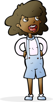 cartoon woman in dungarees png