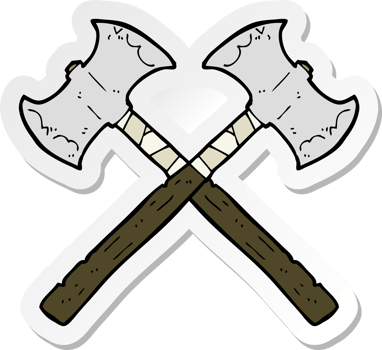 sticker of a cartoon crossed axes png