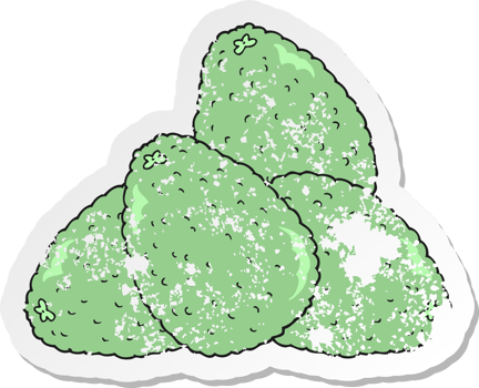 retro distressed sticker of a cartoon avocados png