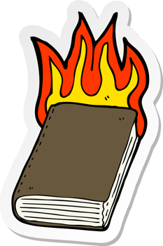 sticker of a cartoon burning book png