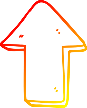 warm gradient line drawing of a cartoon pointing arrow png