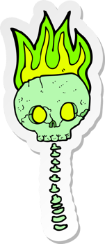 sticker of a cartoon spooky skull and spine png