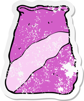 retro distressed sticker of a cartoon sack png