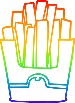 rainbow gradient line drawing of a junk food fries png