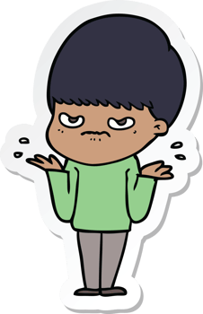 sticker of a annoyed cartoon boy png