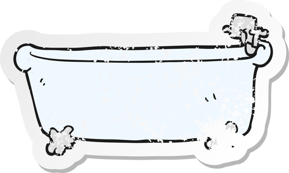 retro distressed sticker of a cartoon bath png