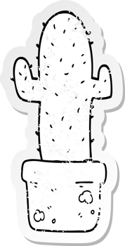 distressed sticker of a cartoon cactus png
