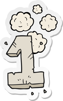 sticker of a cartoon stone number one png