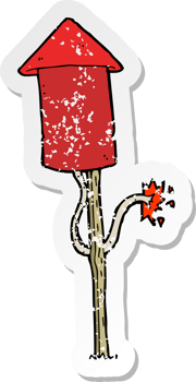 retro distressed sticker of a cartoon firework png