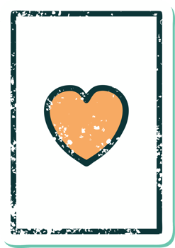 iconic distressed sticker tattoo style image of the ace of hearts png