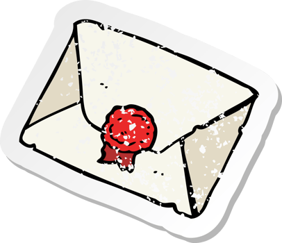 retro distressed sticker of a cartoon old letter png