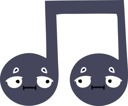flat color retro cartoon of a musical note png