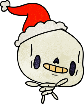 hand drawn christmas textured cartoon of kawaii skeleton png