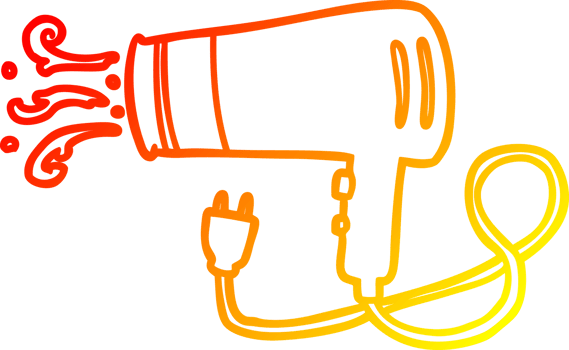 warm gradient line drawing of a electric hairdryer png