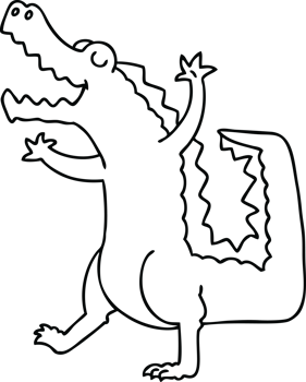 line drawing quirky cartoon crocodile png