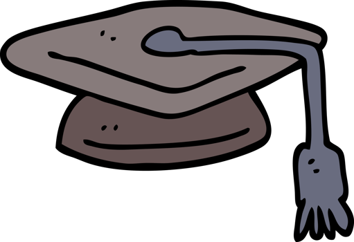 hand drawn doodle style cartoon graduation hat png