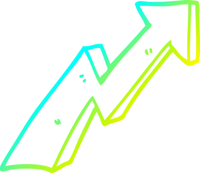 cold gradient line drawing of a cartoon business growth arrow png