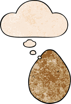 cartoon egg with thought bubble in grunge texture style png