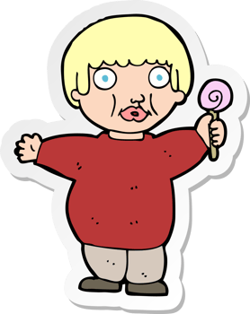sticker of a cartoon fat child png