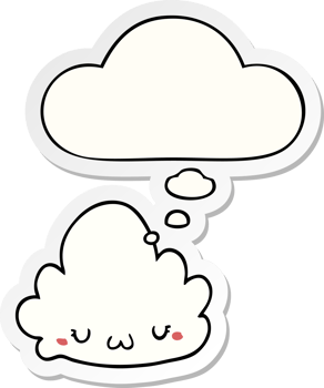 cute cartoon cloud with thought bubble as a printed sticker png