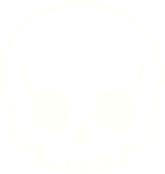 a white skull icon on a transparent background png