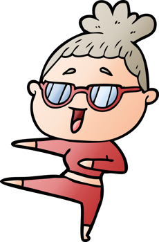 cartoon happy woman wearing spectacles png