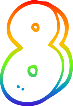 rainbow gradient line drawing of a cartoon number eight png