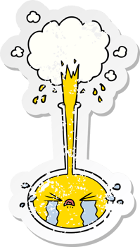 distressed sticker of a crying cartoon science experiment crying png