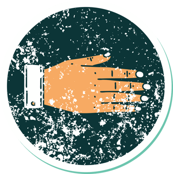 iconic distressed sticker tattoo style image of a hand png