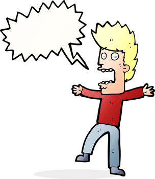 cartoon terrified man with speech bubble png