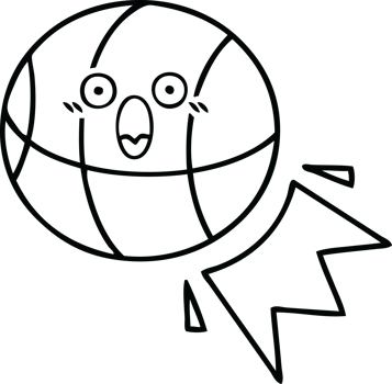 line drawing cartoon of a basketball png