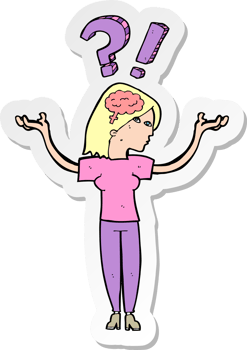 sticker of a cartoon woman asking question png